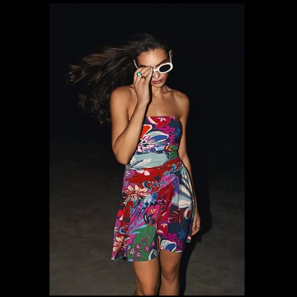 ANTHROPOLOGIE NWT Floral Lace-Up Mini Dress Size 8. - Picture 1 of 15
